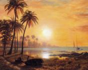 阿尔伯特 比尔施塔特 : Tropical Landscape with Fishing Boats in Bay